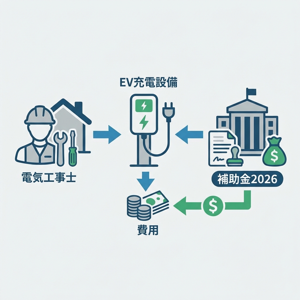 2026年版:EV自宅充電設備の設置費用と補助金ガイドのイメージ